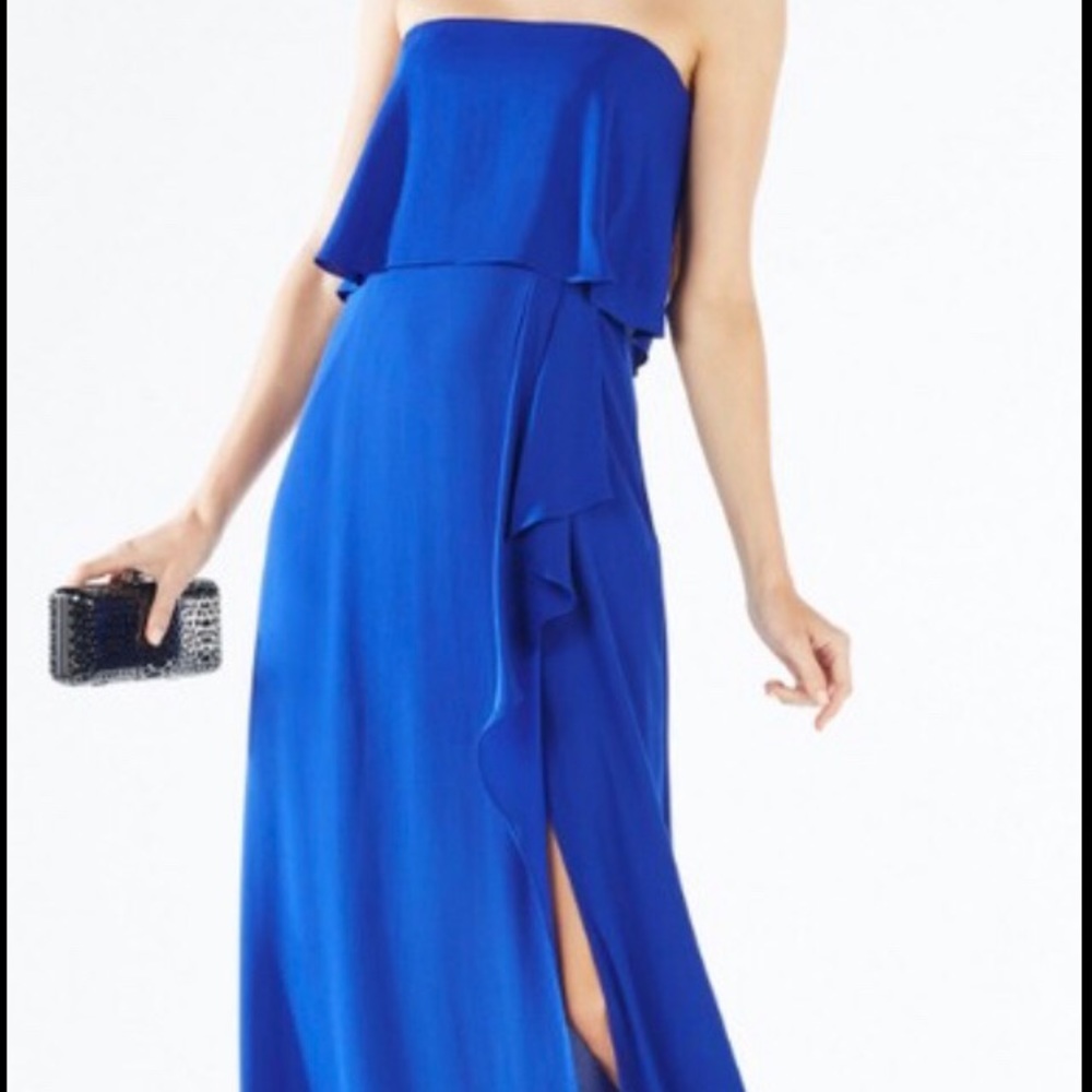 BCBG “felicity” royal blue strapless long dress